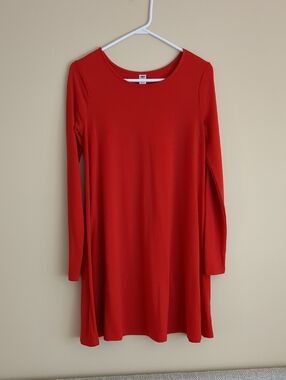 Small Old Navy Orange Long Sleeve Swing Dress